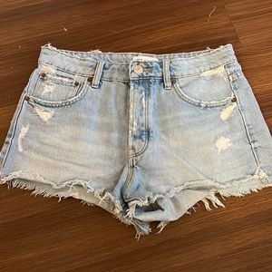 ZARA HIGH WAISTED DENIM JEAN SHORTS